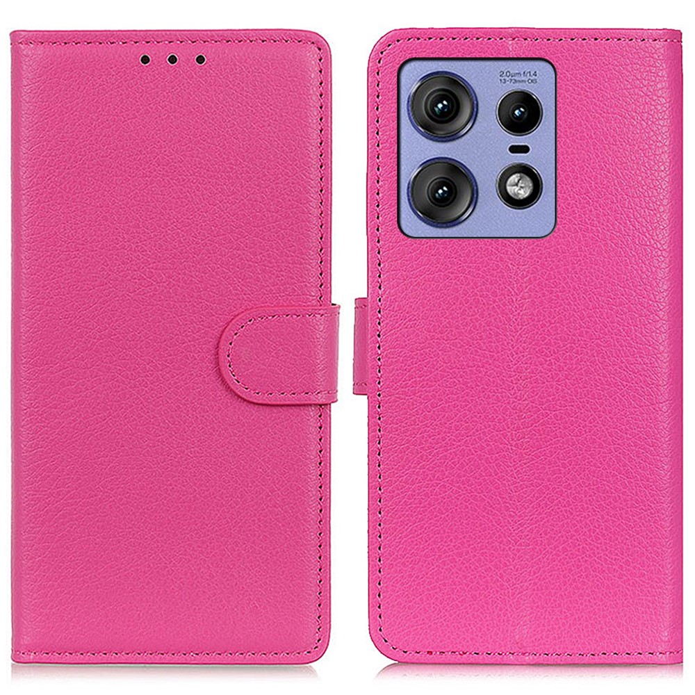  Motorola Edge 50 Pro 5G Fodral Litchi Läder Rosa