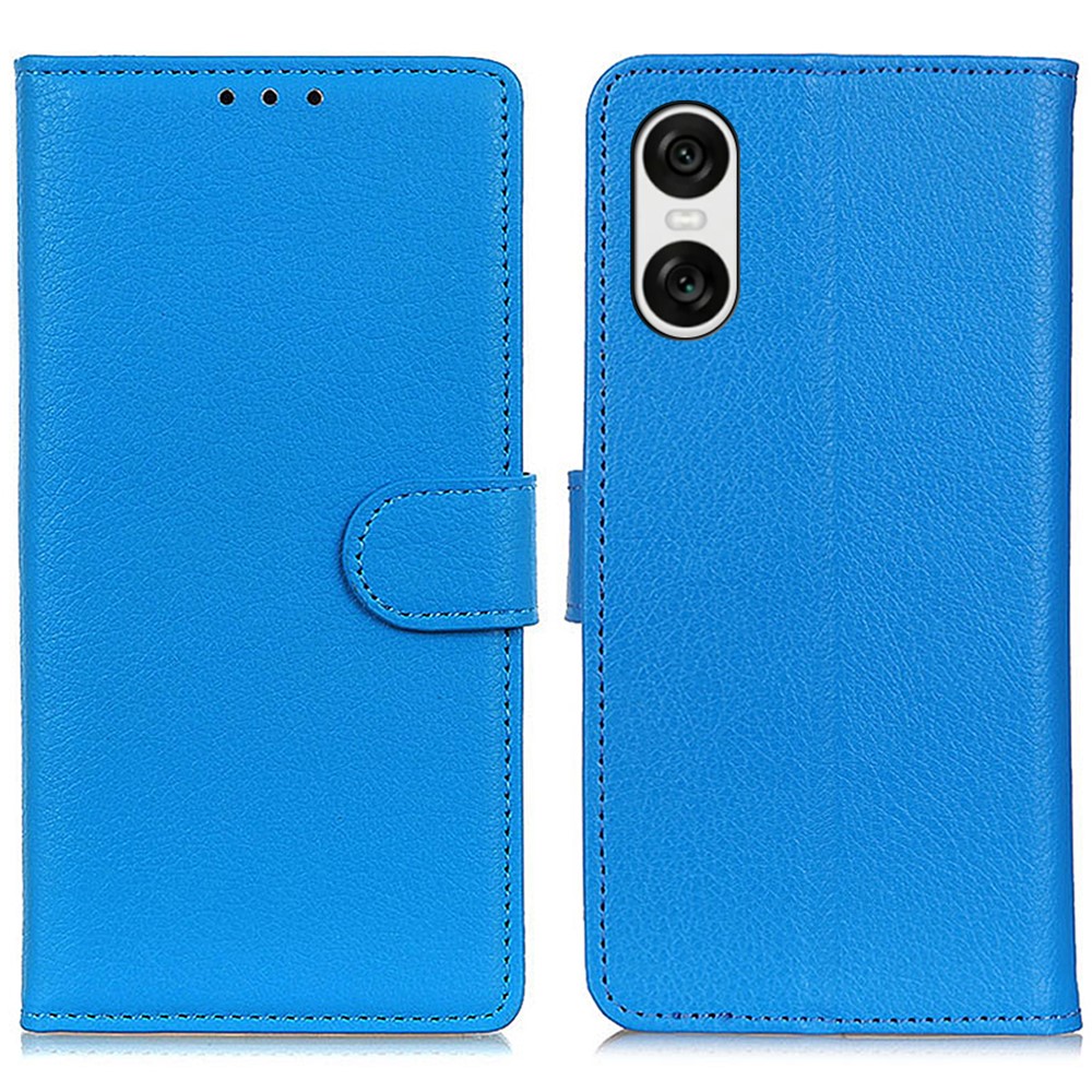  Sony Xperia 10 VI Litchi Läder Fodral Blå