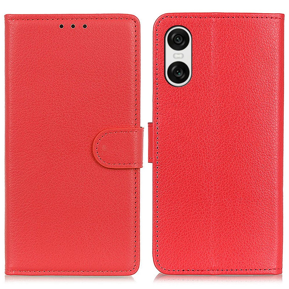  Sony Xperia 10 VI Litchi Läder Fodral Röd