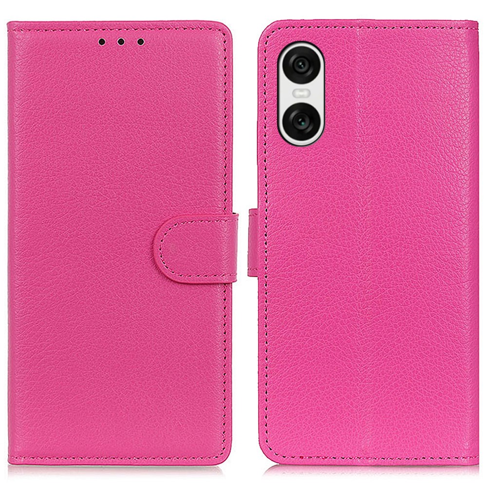  Sony Xperia 10 VI Litchi Läder Fodral Rosa