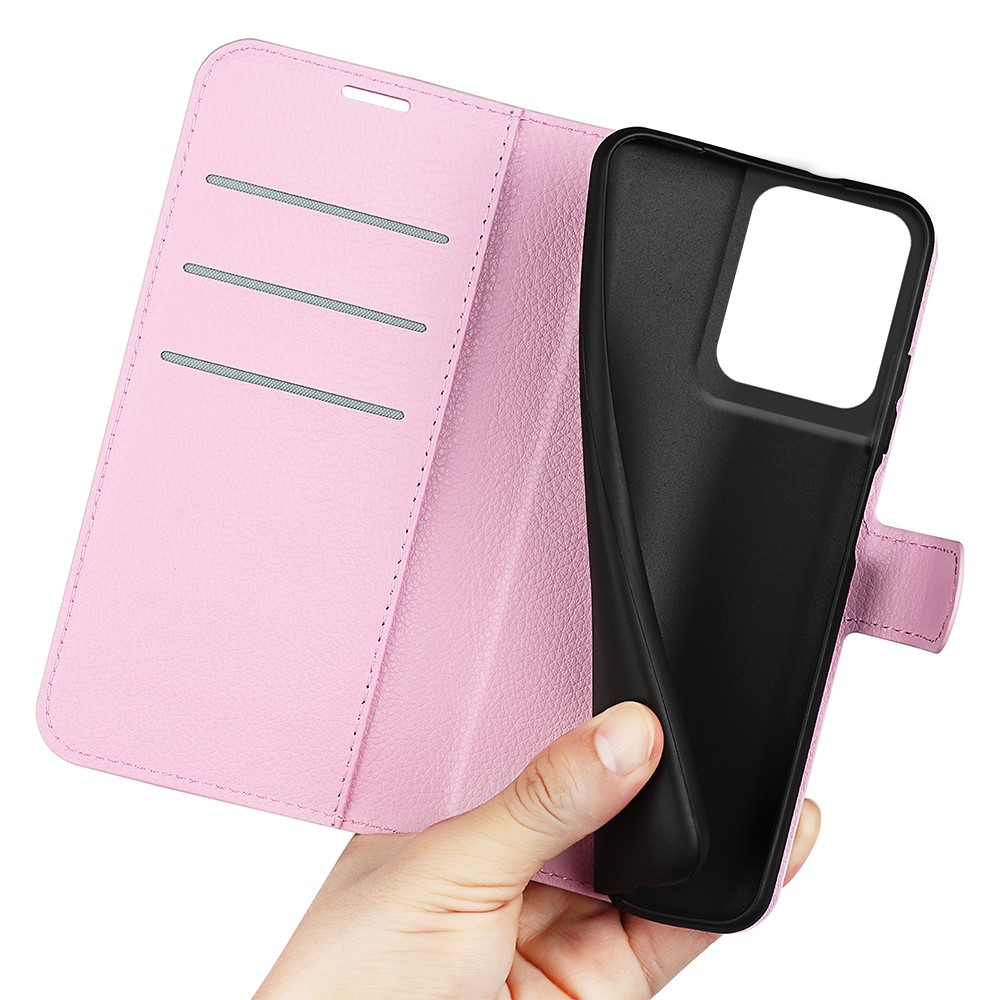  Motorola Edge 50 Pro 5G Litchi Läder Fodral Ljus Rosa