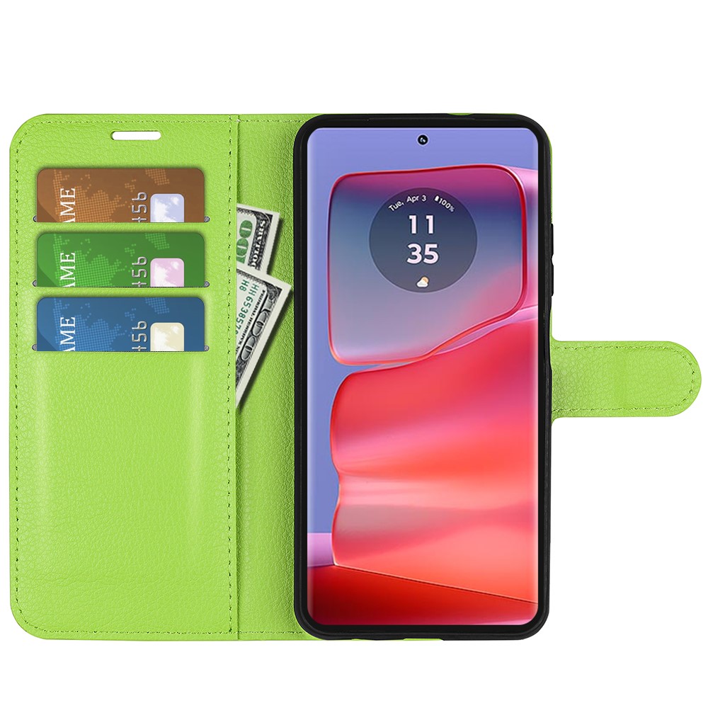  Motorola Edge 50 Pro 5G Litchi Läder Fodral Grön