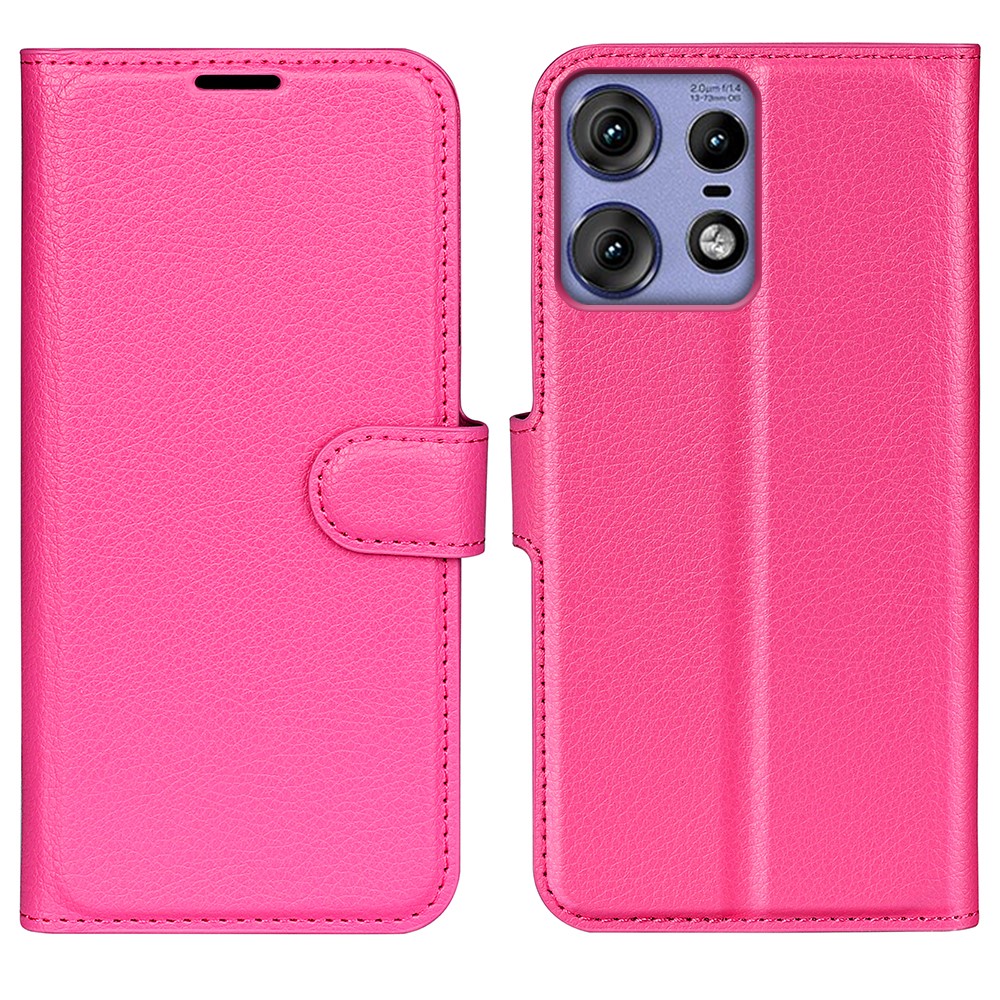  Motorola Edge 50 Pro 5G Litchi Läder Fodral Rosa