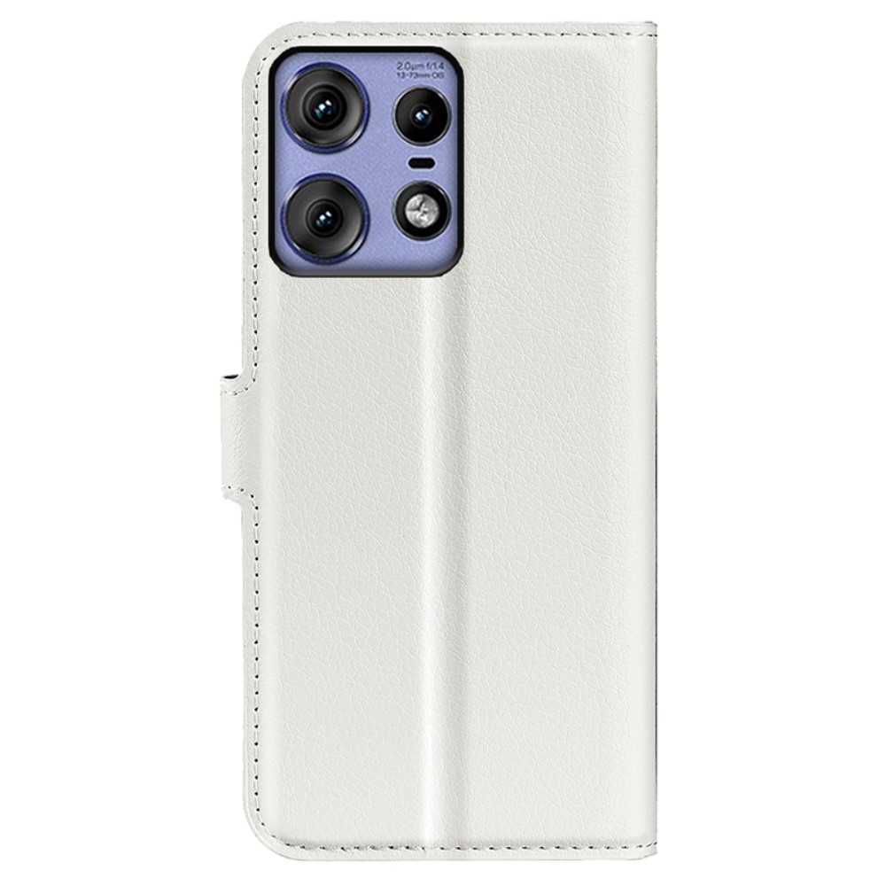  Motorola Edge 50 Pro 5G Litchi Läder Fodral Vit