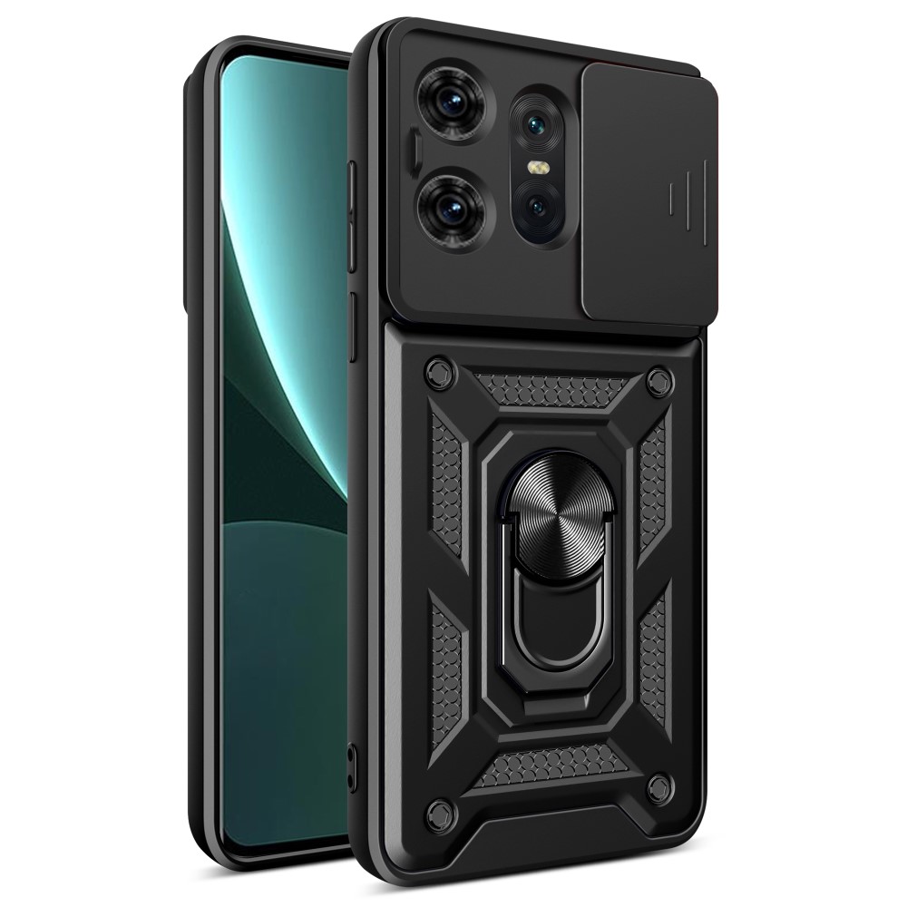  Motorola Edge 50 Pro 5G CamShield Armor Hybrid Ring Skal Svart