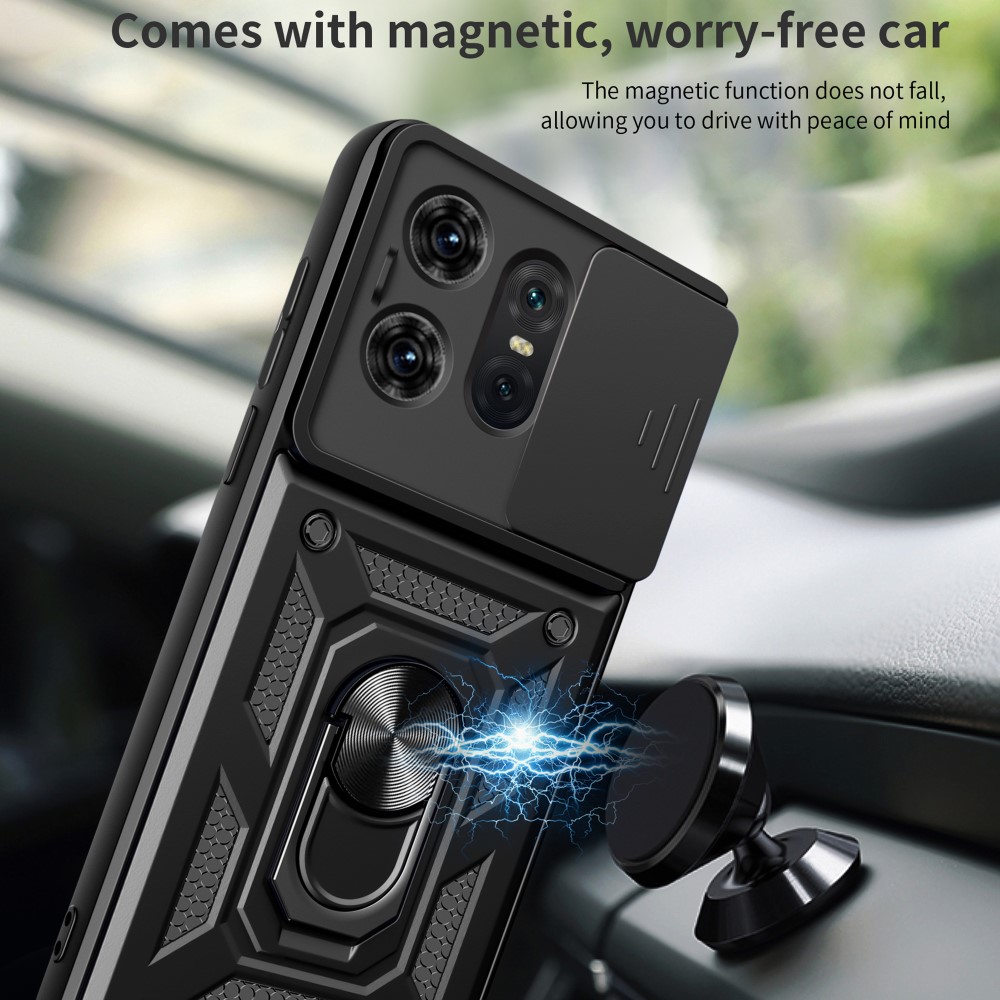  Motorola Edge 50 Pro 5G CamShield Armor Hybrid Ring Skal Svart