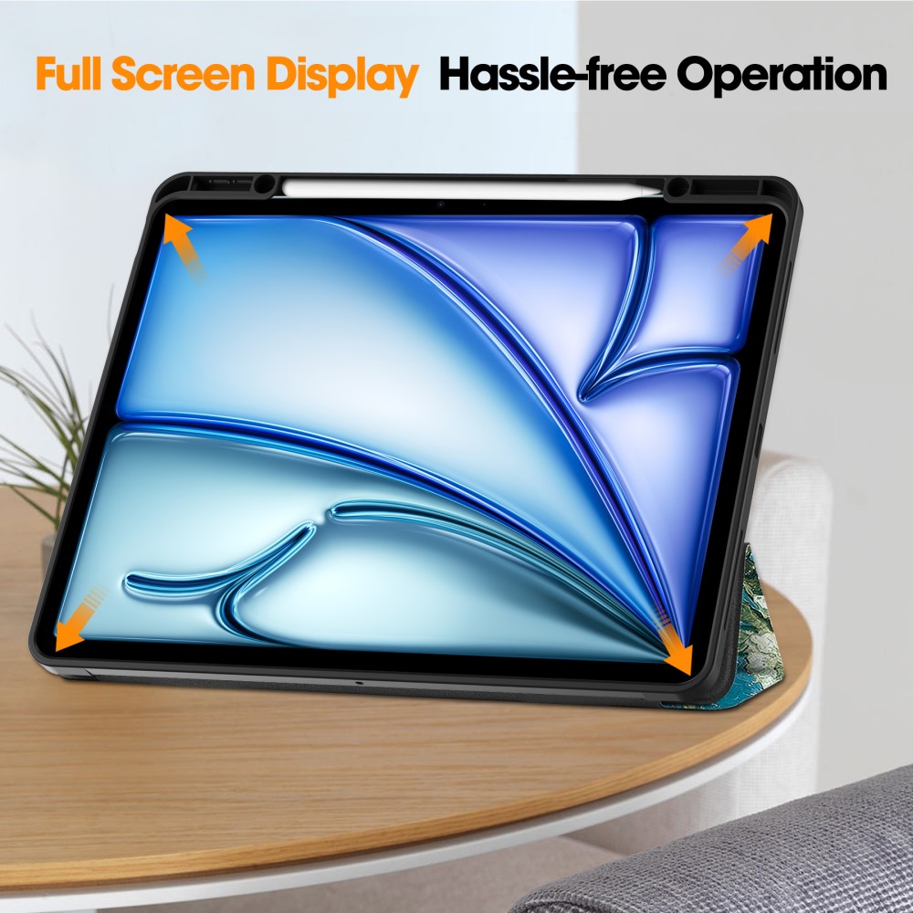  iPad Air 13 2026-2024 Tri-Fold Fodral Pennhållare Peach Blossom