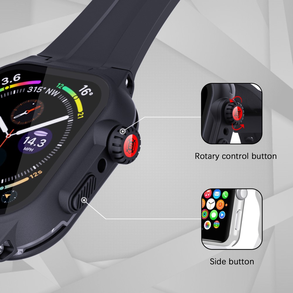 ShellBox ShellBox Armband Apple Watch 41 mm Vattentätt IP68 Skal Svart