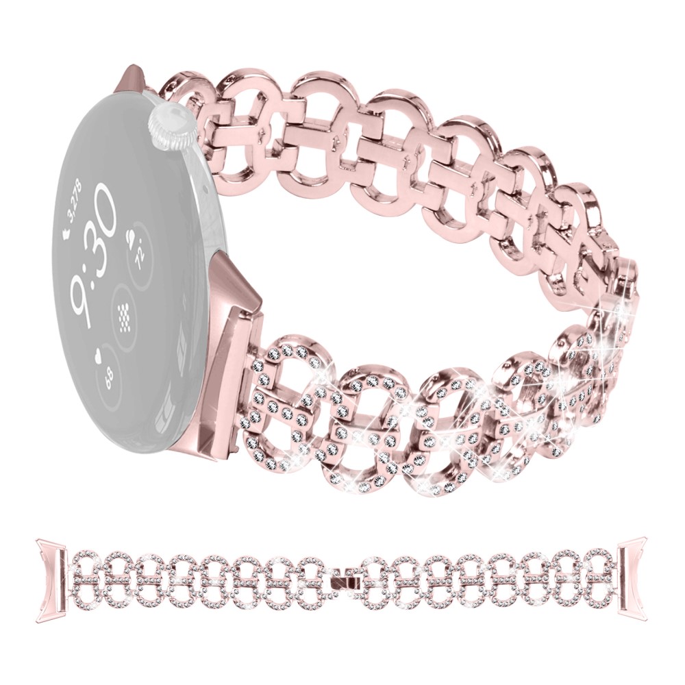  Google Pixel Watch/Pixel Watch 2 Metal Bling Armband Roséguld