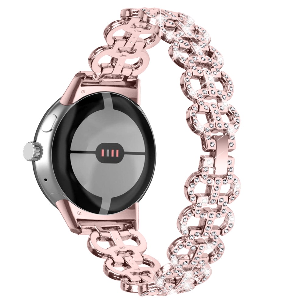  Google Pixel Watch/Pixel Watch 2 Metal Bling Armband Roséguld