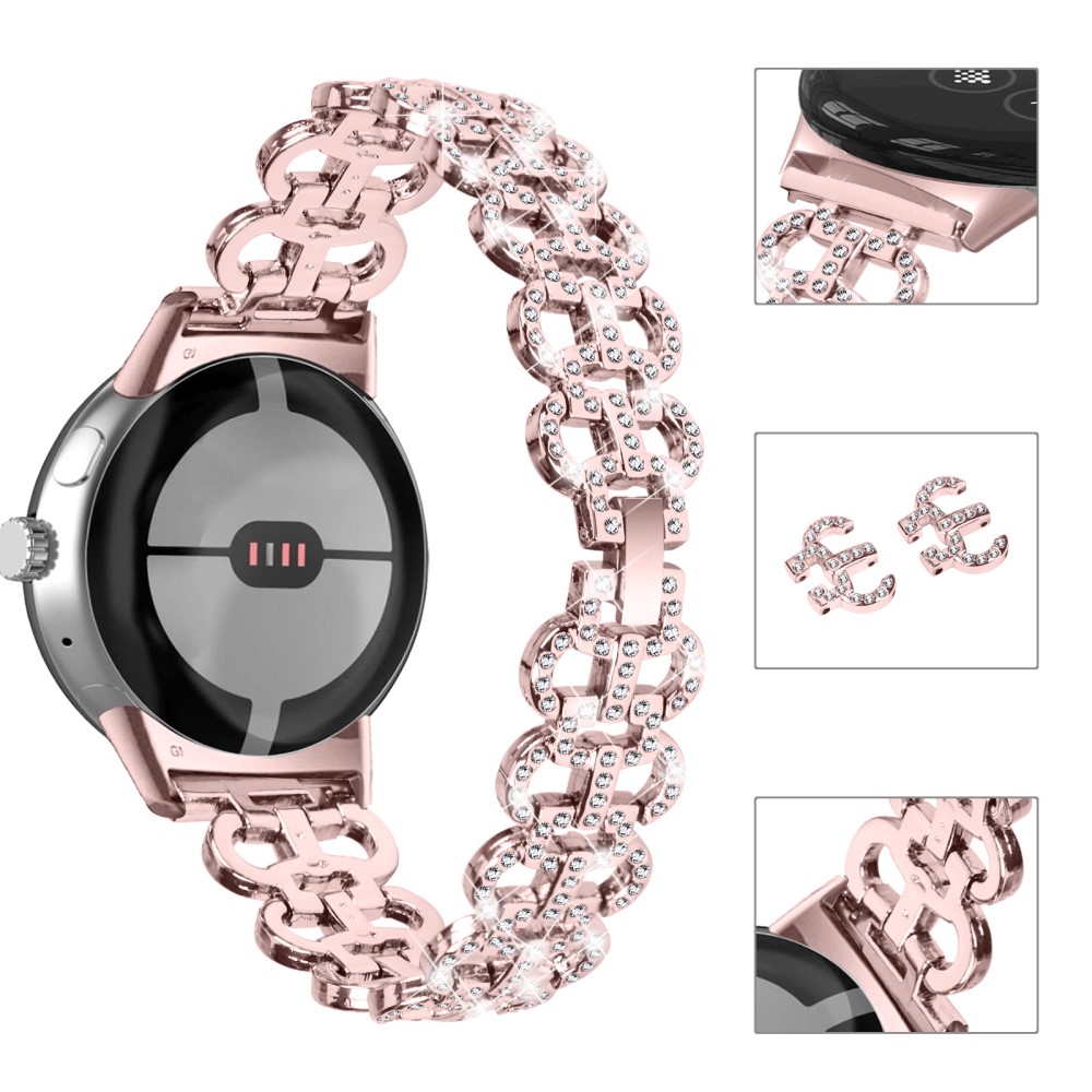  Google Pixel Watch/Pixel Watch 2 Metal Bling Armband Roséguld