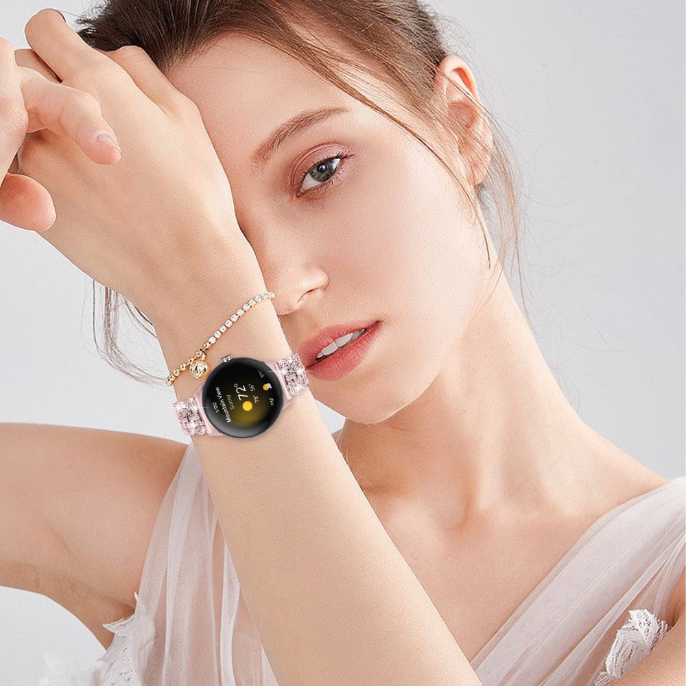 Google Pixel Watch/Pixel Watch 2 Metal Bling Armband Roséguld