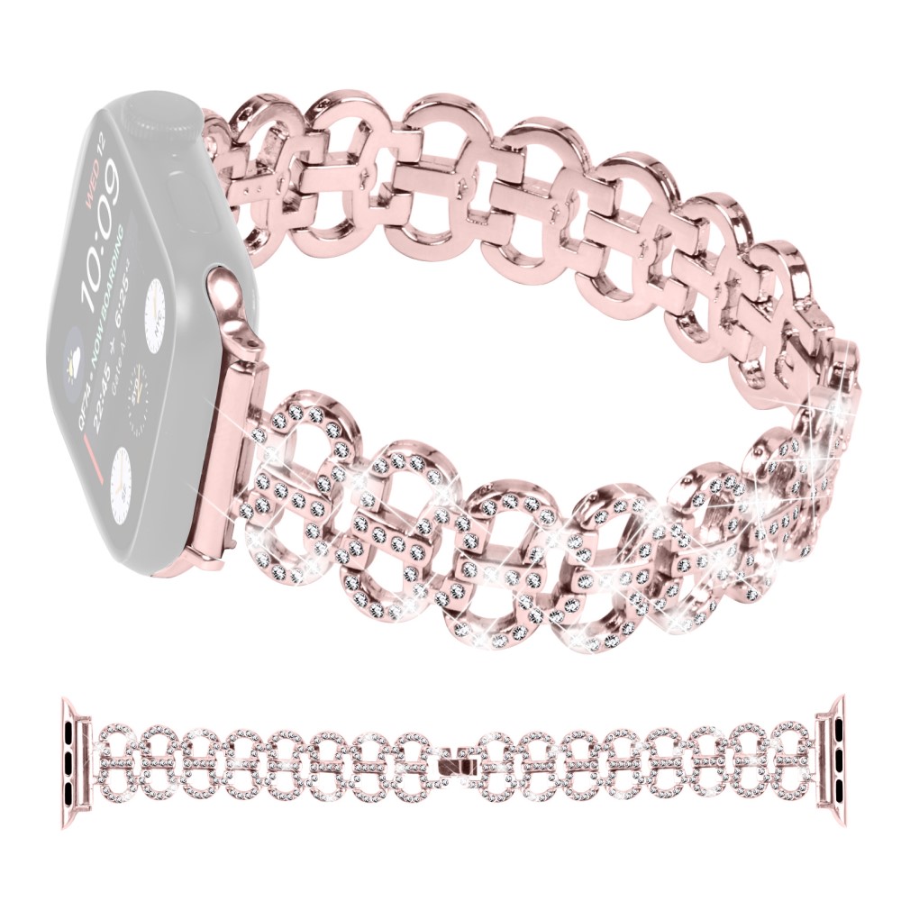  Apple Watch 42/44/45/46/49 mm Metal Bling Armband Roséguld