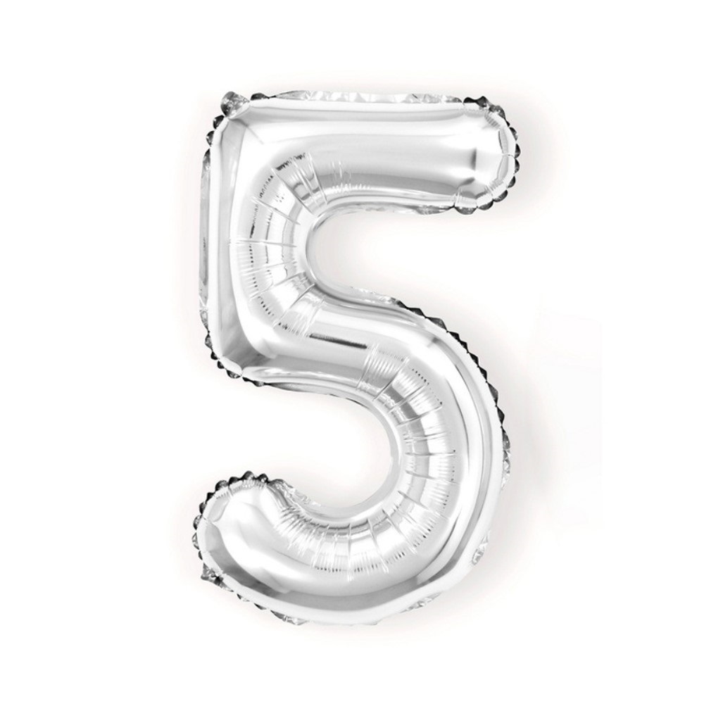  Sifferballong Nummer 5 40 cm Silver