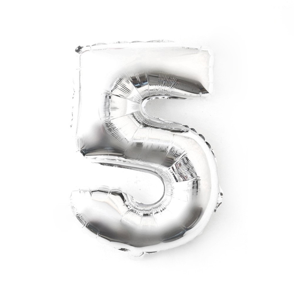  Sifferballong Nummer 5 70 cm Silver