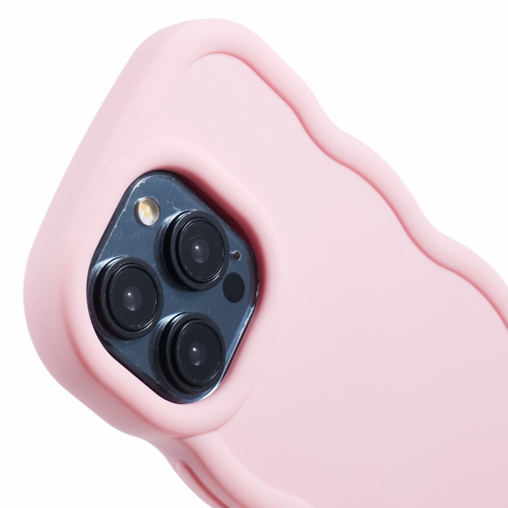 iPhone 14 Pro Max Mobilskal Wavy Ljus Rosa
