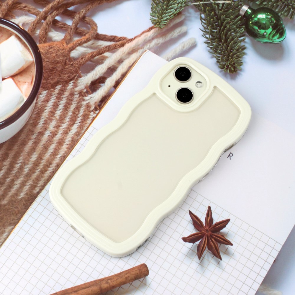  iPhone 14 Skal Wavy Hybrid Transparent/Vit