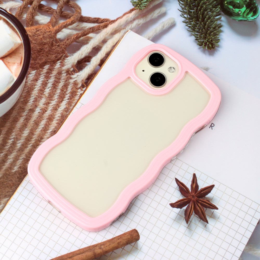  iPhone 15 Skal Wavy Hybrid Transparent/Rosa