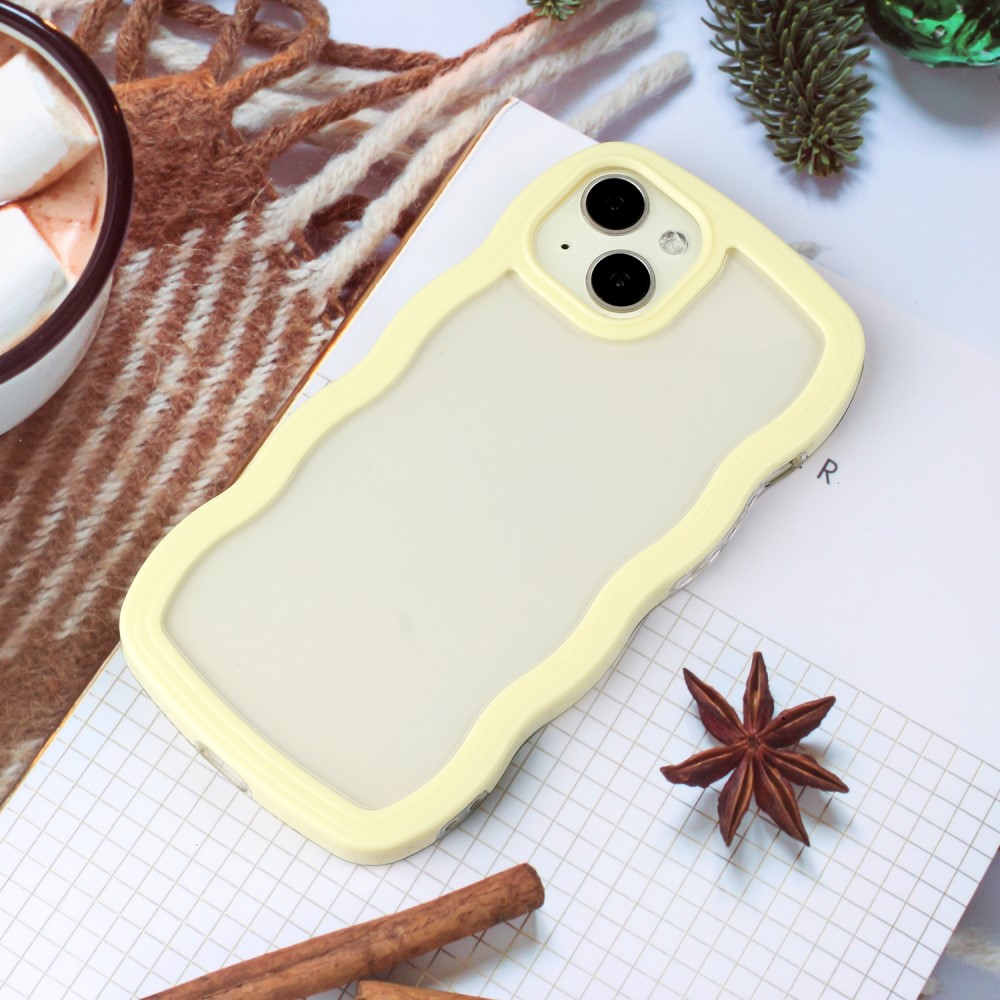  iPhone 15 Skal Wavy Hybrid Transparent/Gul