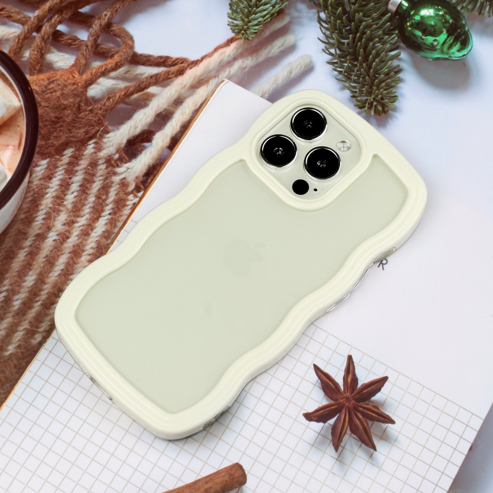  iPhone 15 Pro Max Skal Wavy Hybrid Transparent/Vit