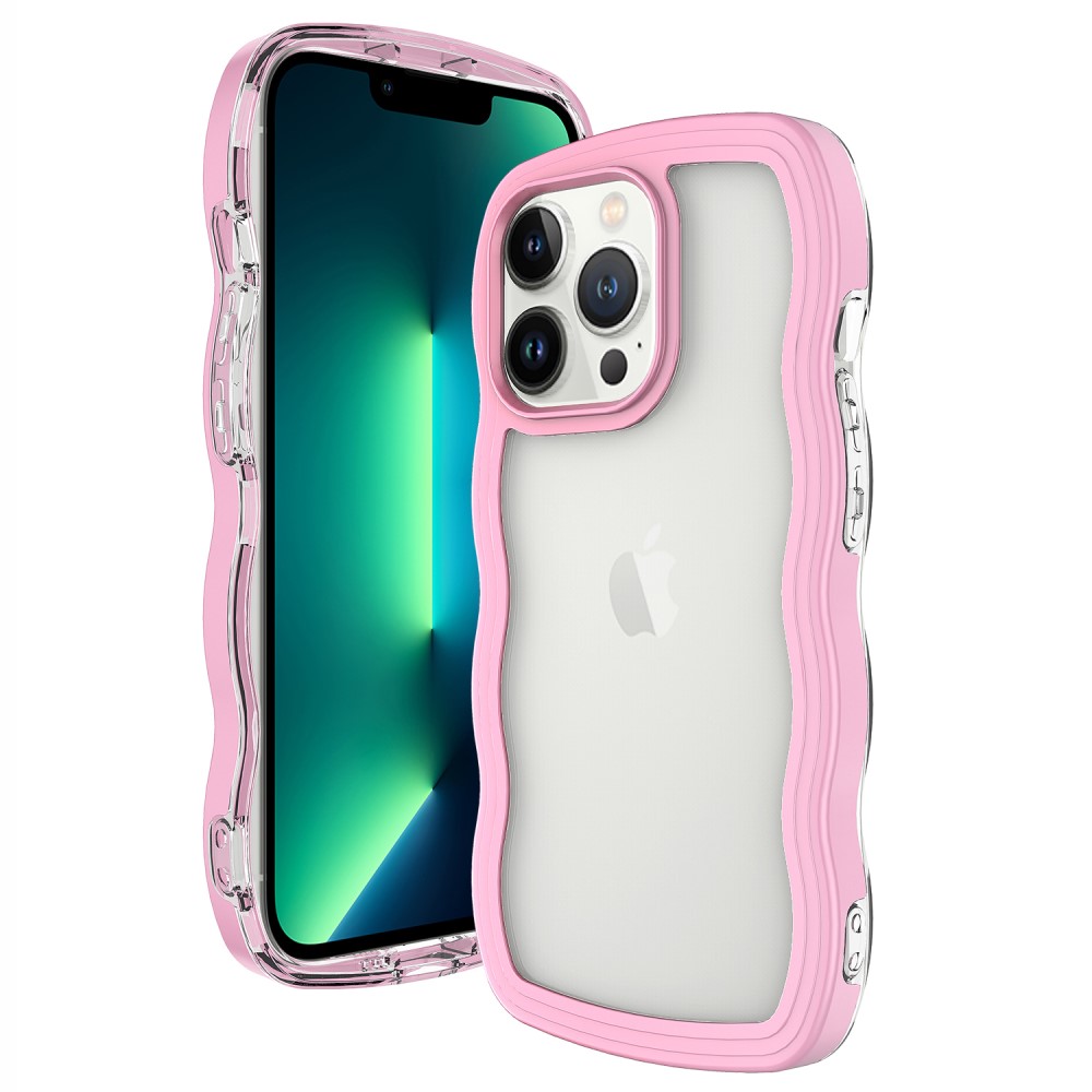  iPhone 15 Pro Skal Wavy Hybrid Transparent/Rosa