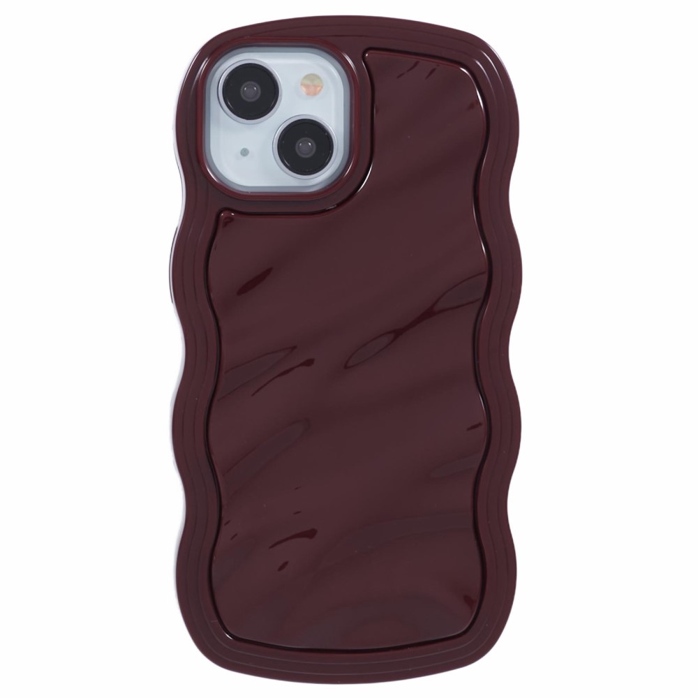  iPhone 15 Mobilskal Wavy Textur Vinröd
