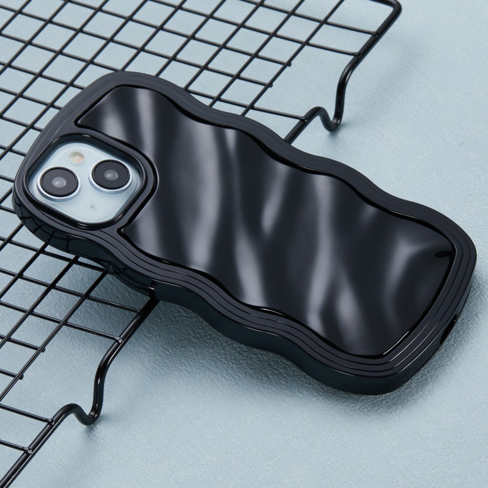  iPhone 14 Mobilskal Wavy Textur Svart