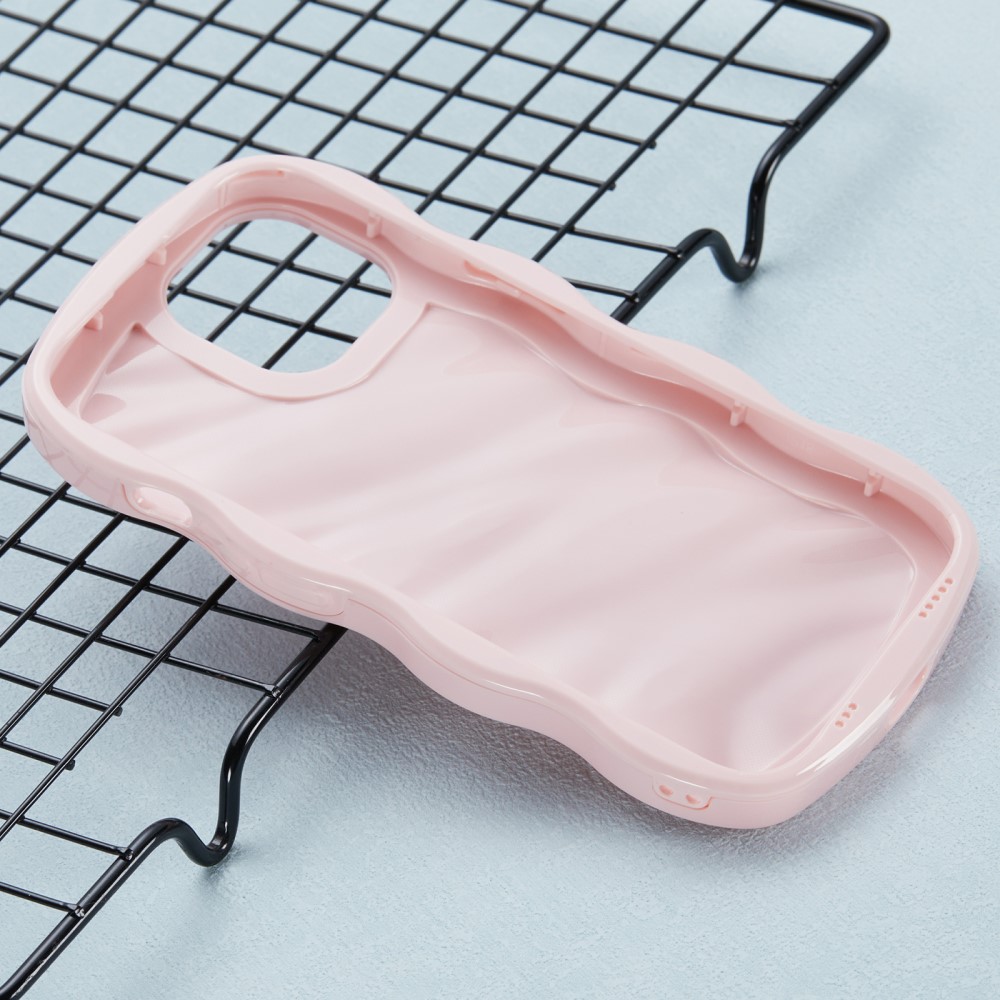  iPhone 14 Mobilskal Wavy Textur Rosa