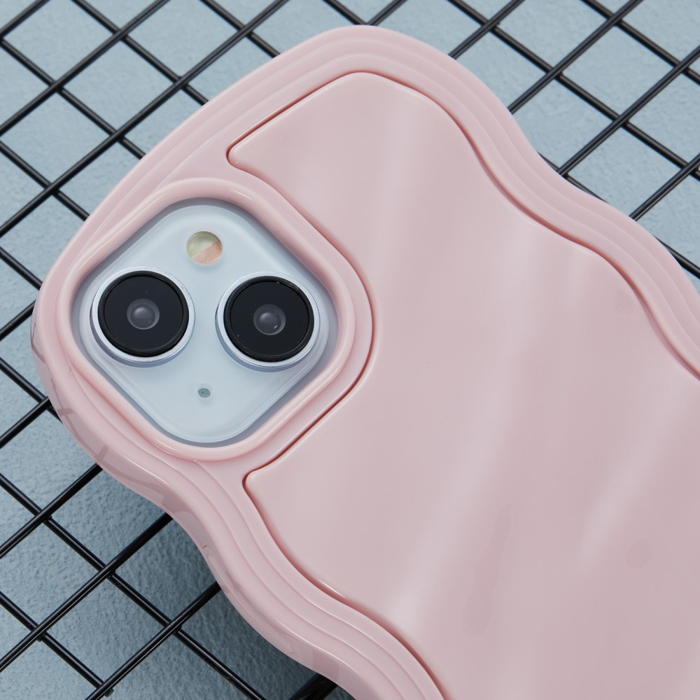  iPhone 14 Mobilskal Wavy Textur Rosa