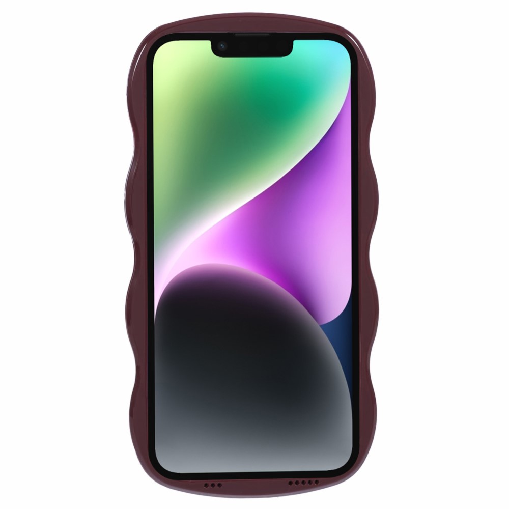  iPhone 14 Mobilskal Wavy Textur Vinröd