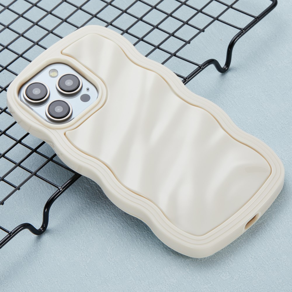  iPhone 15 Pro Max Mobilskal Wavy Textur Beige