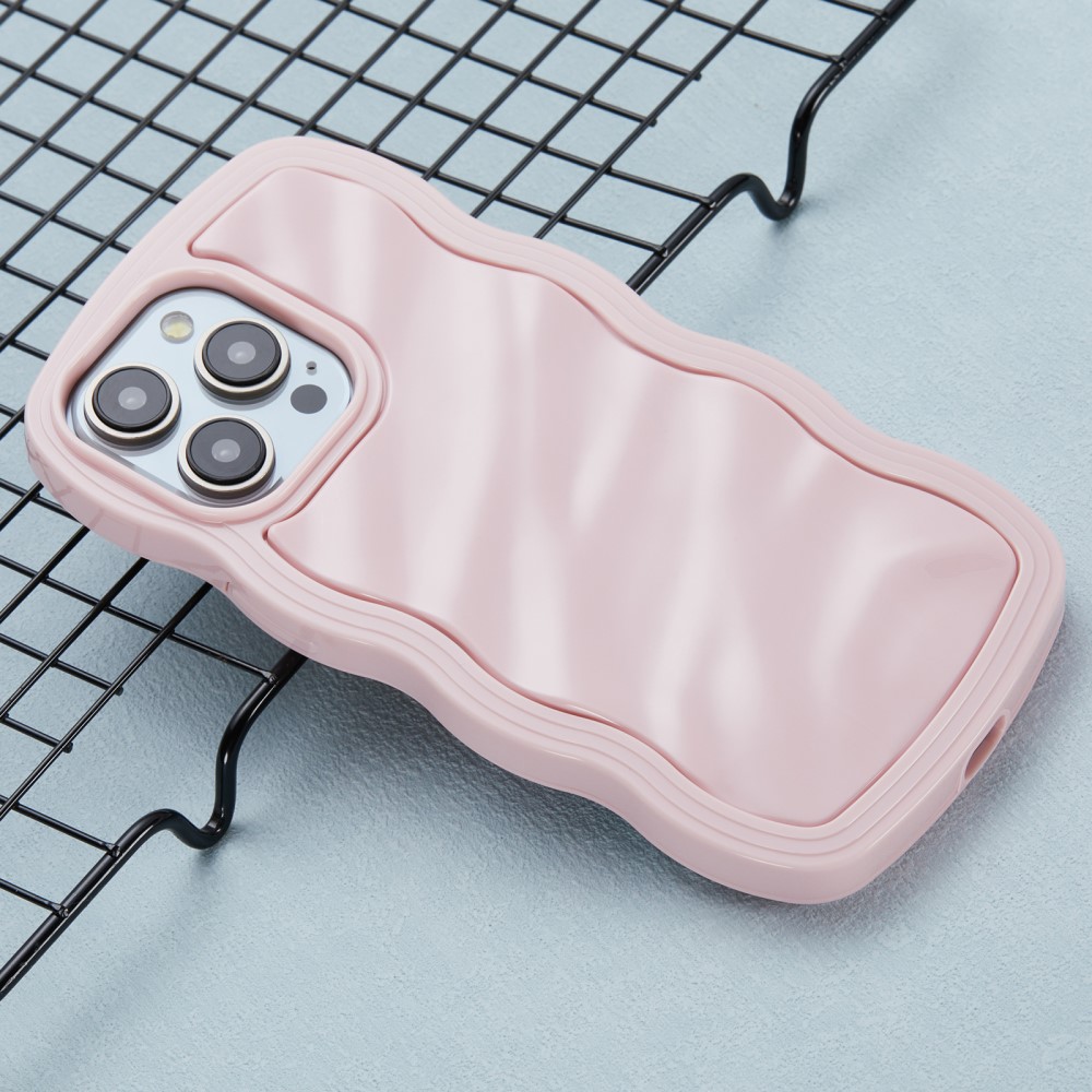  iPhone 15 Pro Max Mobilskal Wavy Textur Rosa