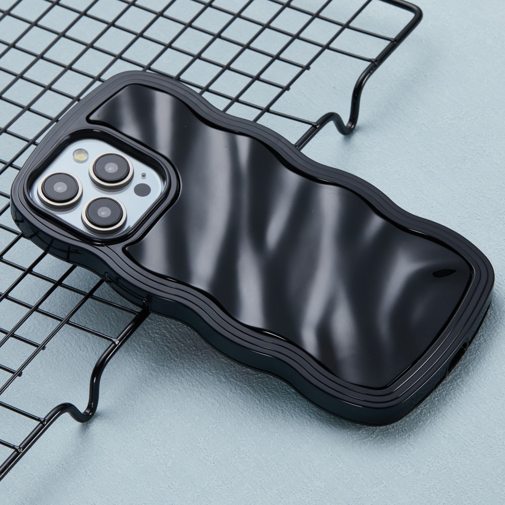  iPhone 14 Pro Max Mobilskal Wavy Textur Svart