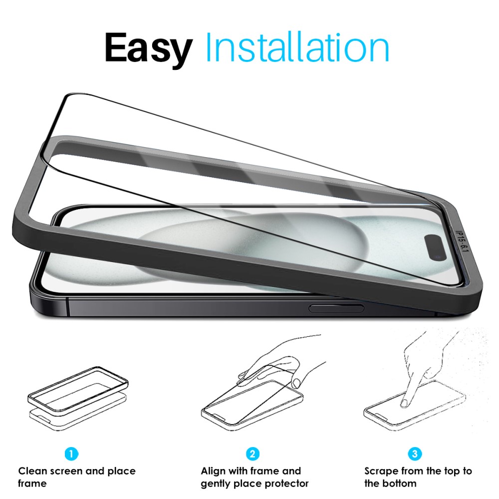 NORTHJO NORTHJO iPhone 15 Skärmskydd Heltäckande Härdat Glas