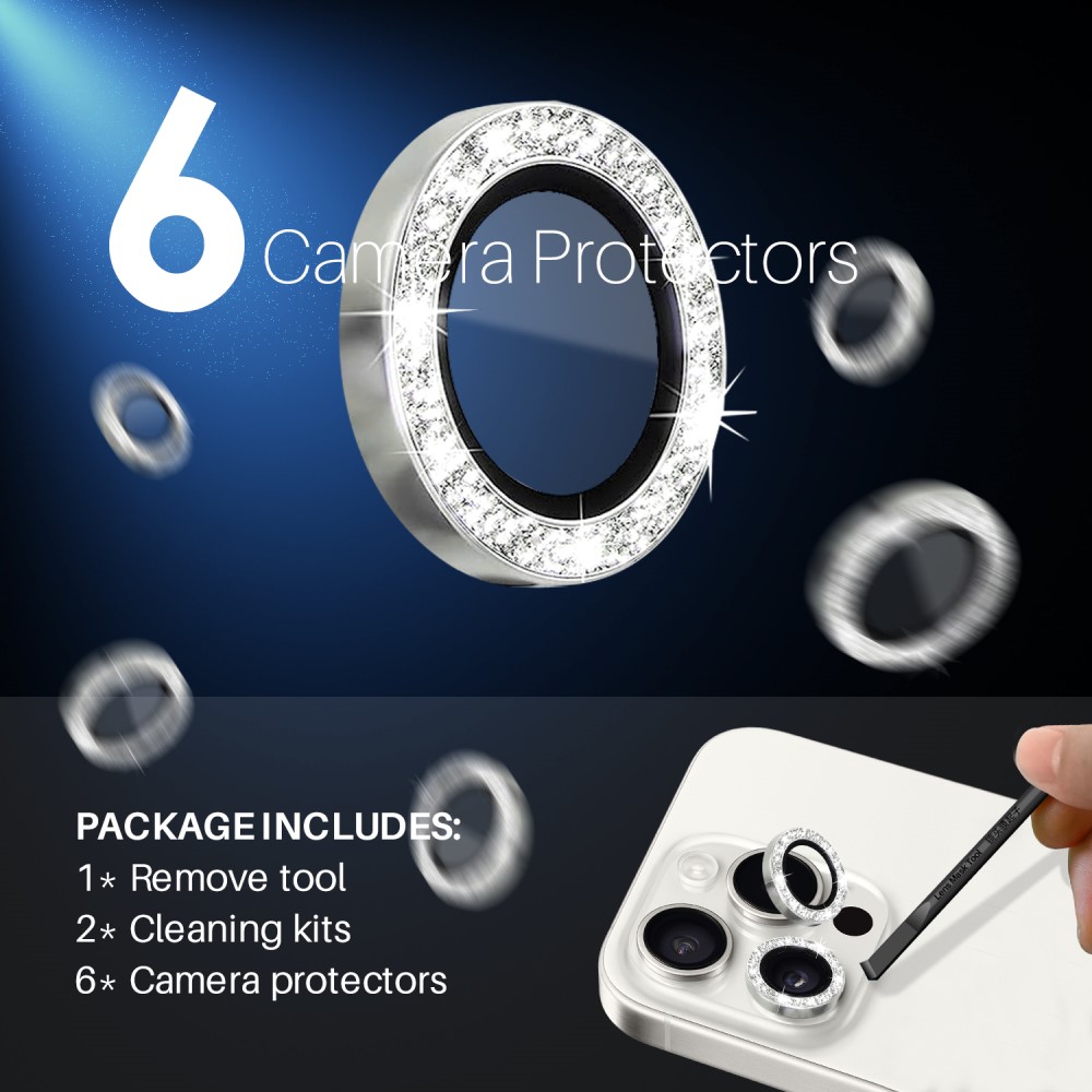 NORTHJO NORTHJO iPhone 15 Pro/Pro Max/14 Pro/Pro Max Linssskydd 2-PACK Glitter