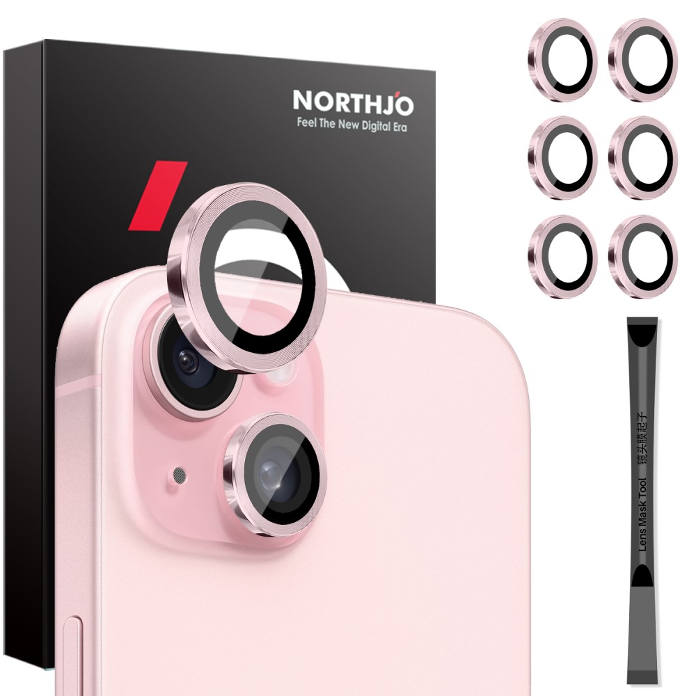 NORTHJO NORTHJO iPhone 15/15 Plus/14/14 Plus Linsskydd 3-PACK Rosa
