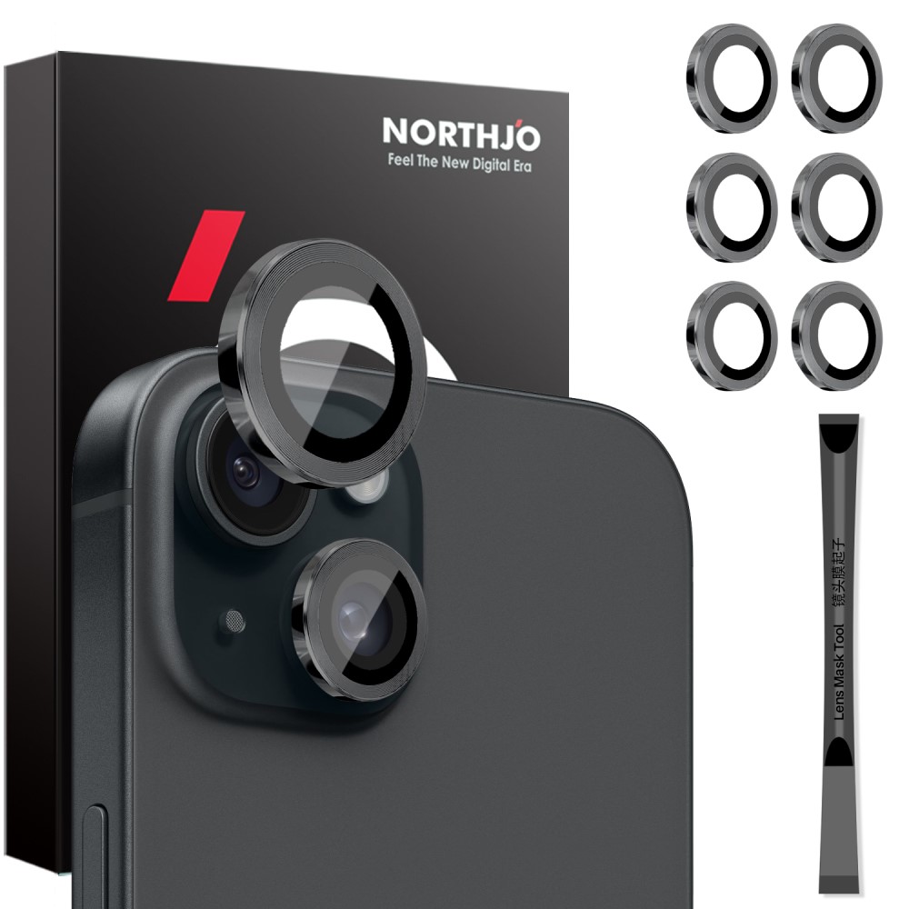NORTHJO NORTHJO iPhone 15/15 Plus/14/14 Plus Linsskydd 3-PACK Svart