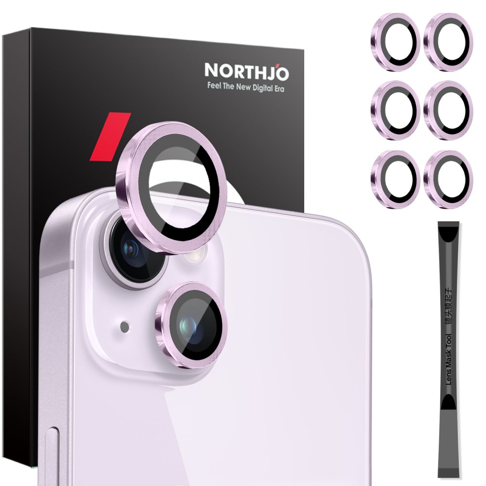 NORTHJO NORTHJO iPhone 15/15 Plus/14/14 Plus Linsskydd 3-PACK Lila