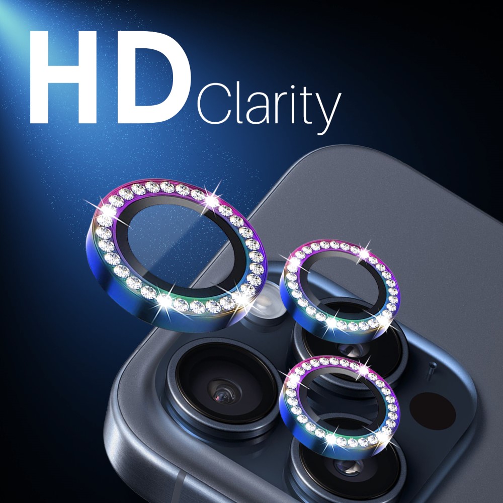 NORTHJO NORTHJO iPhone 15 Pro/Pro Max/14 Pro/Pro Max Linsskydd Strass 2-PACK Fade