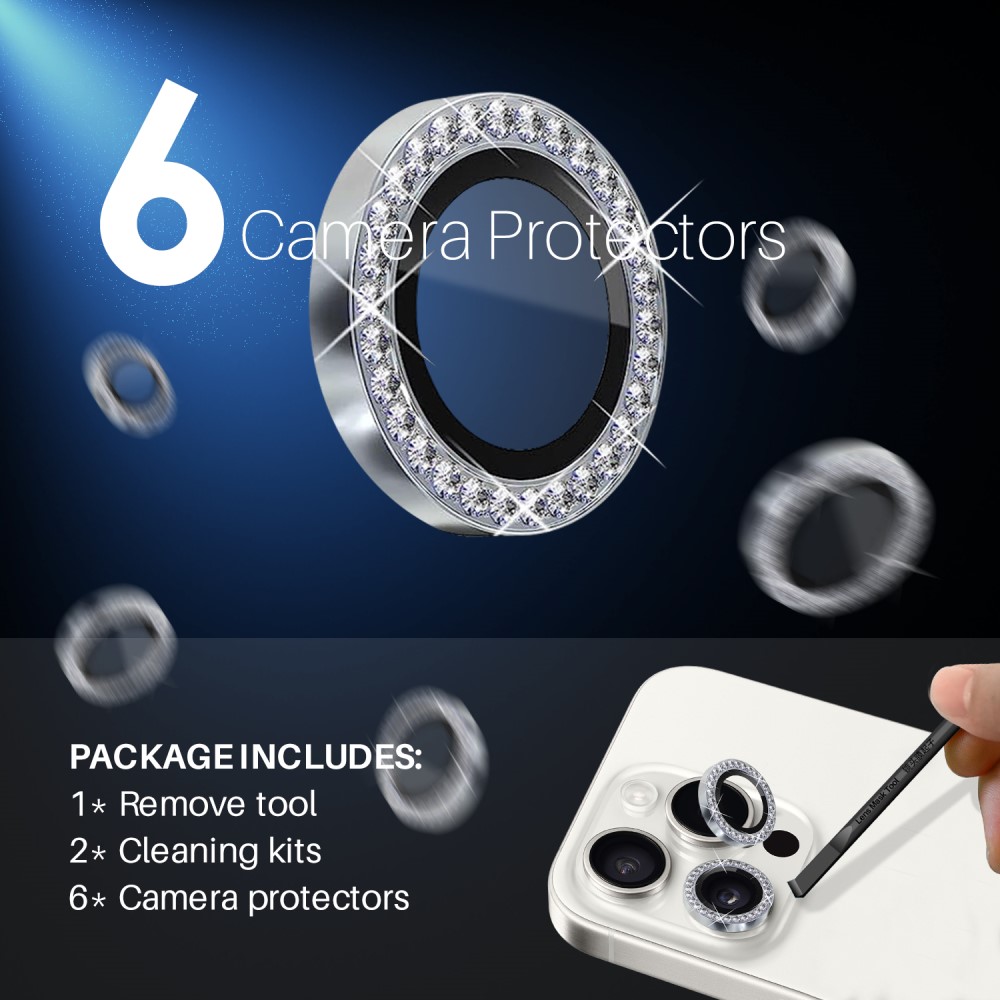NORTHJO NORTHJO iPhone 15 Pro/Pro Max/14 Pro/Pro Max Linsskydd Strass 2-PACK