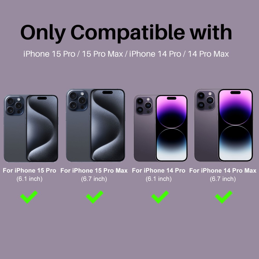 NORTHJO NORTHJO iPhone 15 Pro/Pro Max/14 Pro/Pro Max Linsskydd Strass 2-PACK Lila