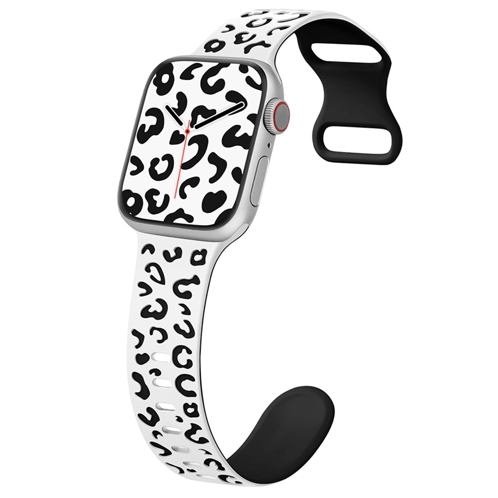  Apple Watch 38/40/41/42 Klockarmband Leopard Vit/Svart