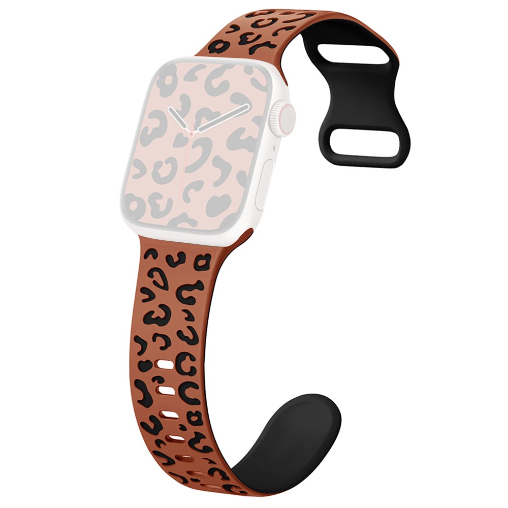  Apple Watch 38/40/41/42 Klockarmband Leopard Brun/Svart