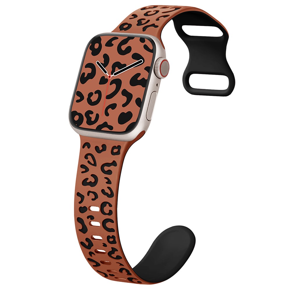  Apple Watch 38/40/41/42 Klockarmband Leopard Brun/Svart