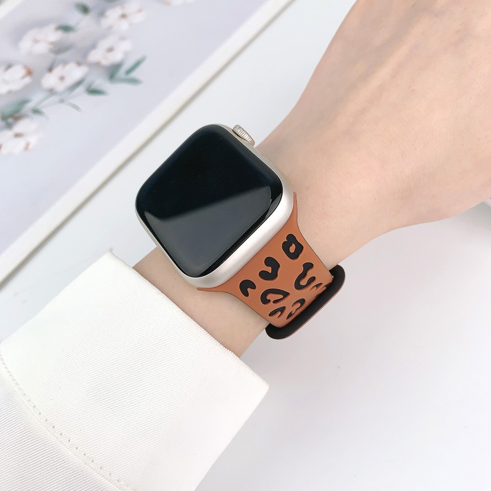  Apple Watch 38/40/41/42 Klockarmband Leopard Brun/Svart
