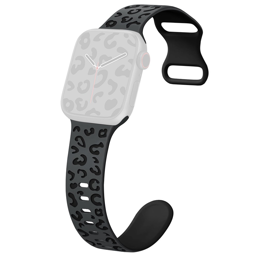  Apple Watch 38/40/41/42 Klockarmband Leopard Grå/Svart