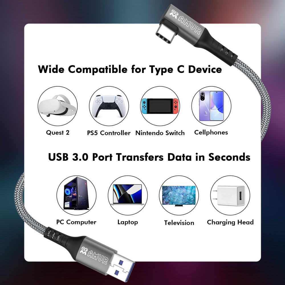 AMVR AMVR 5m 60W Link Kabel till VR Headset USB-C Grå