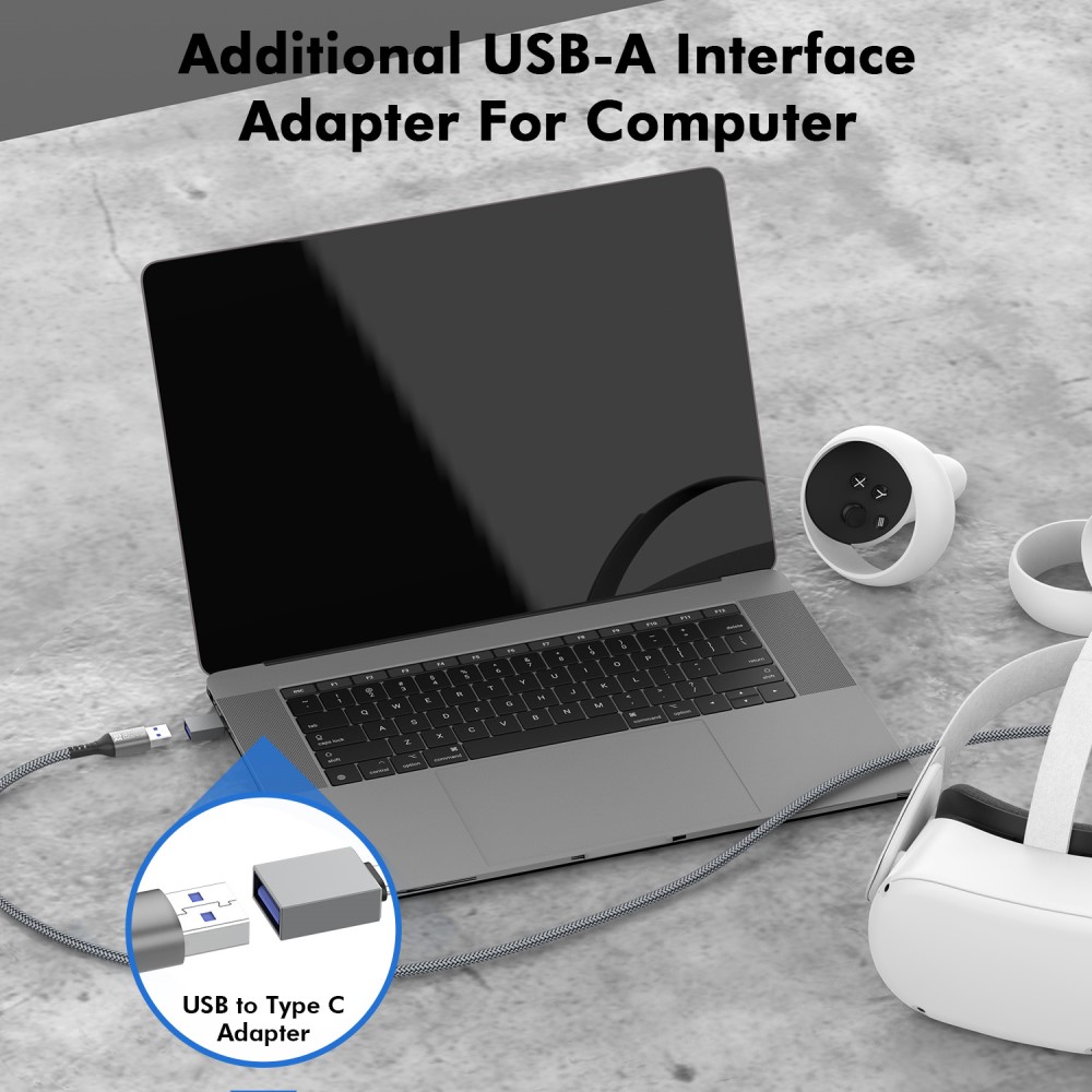 AMVR AMVR 5m 60W Link Kabel till VR Headset USB-C Grå