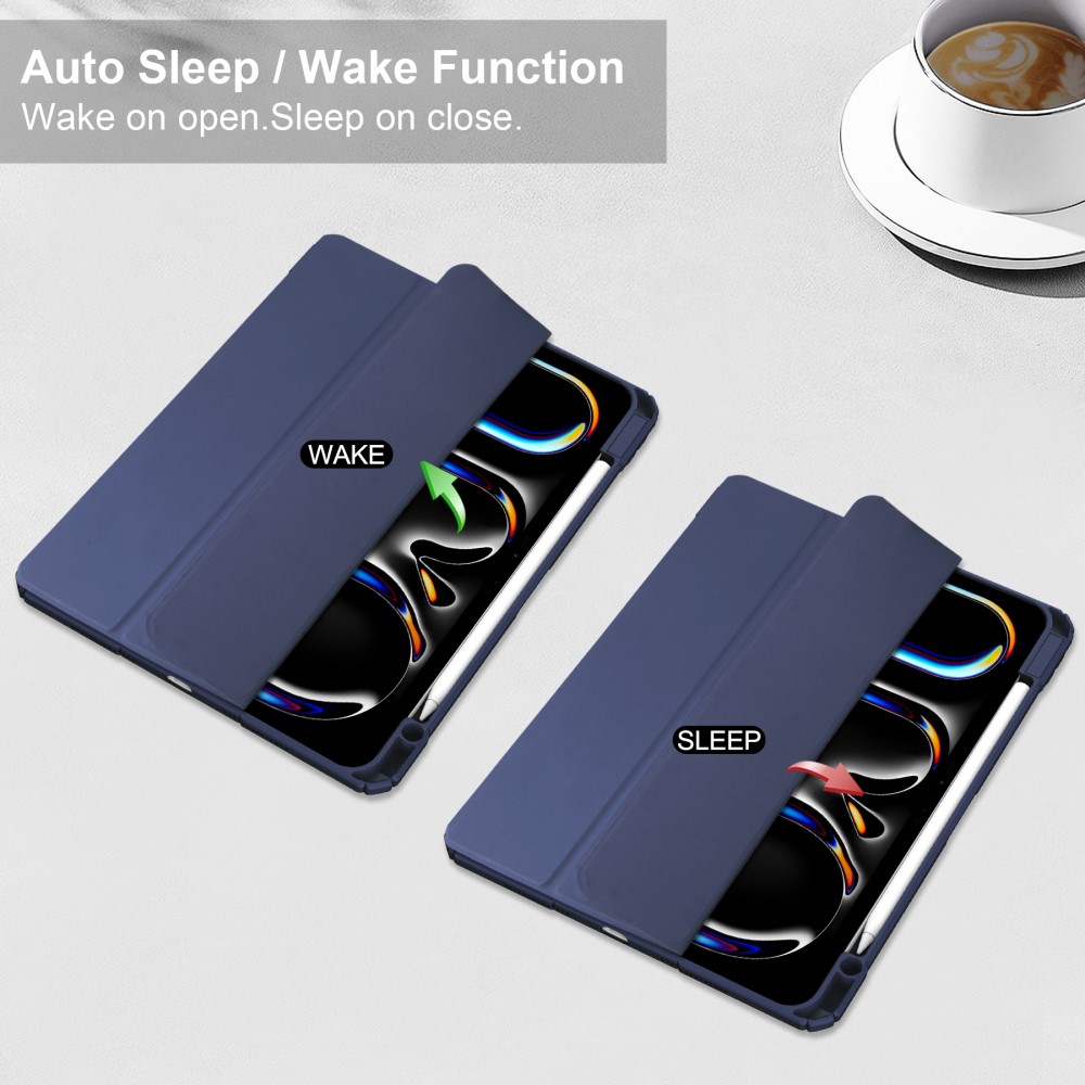  iPad Pro 11 2025/2024 Fodral Hybrid Med Pennhållare Mörk Blå