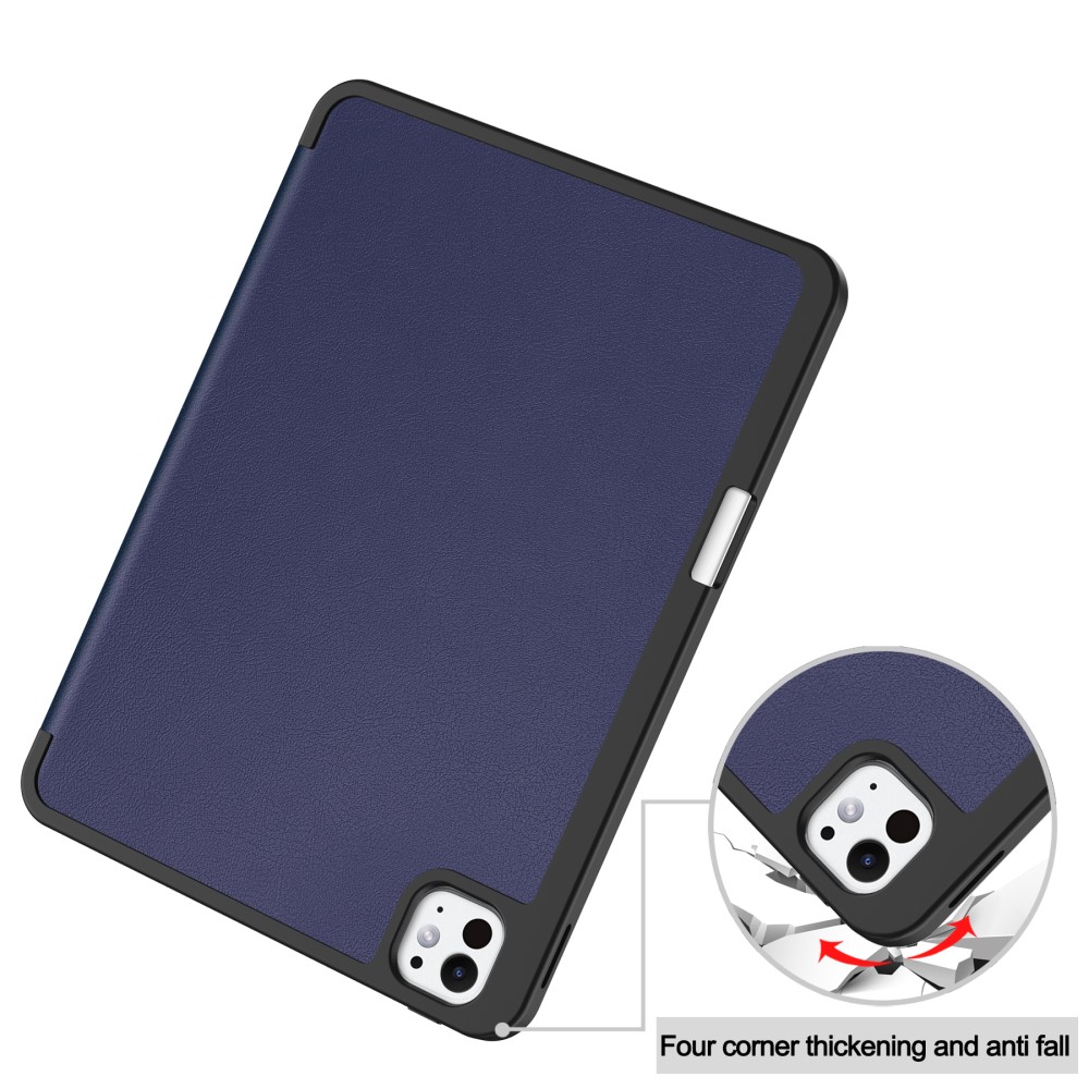  iPad Pro 11 2025/2024 Fodral Tri-Fold Pennhållare Mörk Blå
